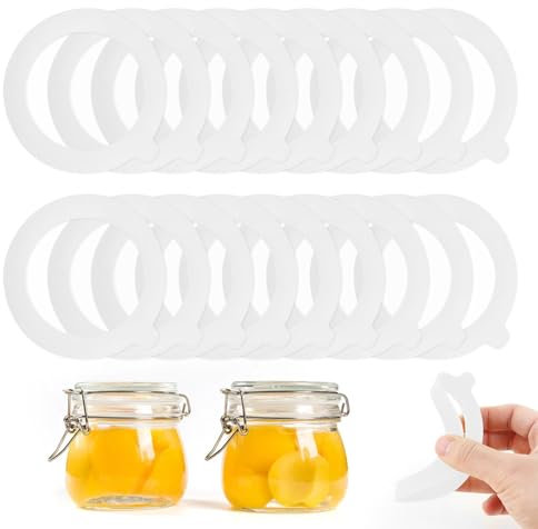 20 Stück Dichtringe für Einweckgläser, Gummiringe für Gläser Silikon Glasdichtungen Weiß Ersatz Einkochringe, Einmachgummiringe Auslaufsicher Dichtringe für Einmachgläser Deckel Weckgläser