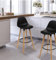 DK HOME Juego de 2 Taburetes, Taburete Alto con Respaldo Y Acolchado, Taburete Alto de Bar Moderno, Asiento Acolchado, Patas de Madera Natural, Respaldo Ergonómico (Negro)