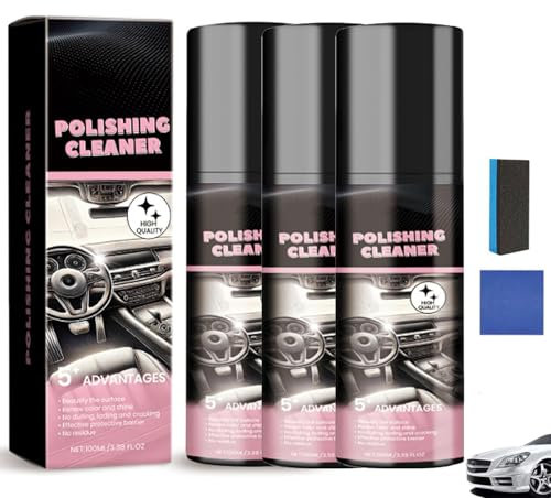 Nicetopu Polierreiniger, Fleckenentferner und Polierer für den Fahrzeuginnenraum, Innenraum-Pflegespray für die Detaillierung von Gummi und Leder (3 Pcs)