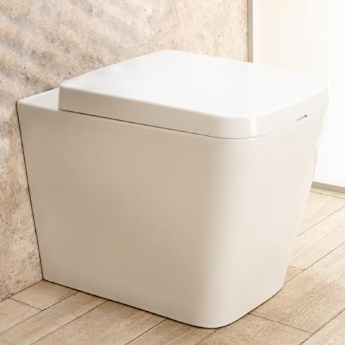 WC Filo Parete Modello Minimal, Design Moderno, Ceramica di Alta Qualità, Sedile con Chiusura Rallentata, L35xP56xA41 cm
