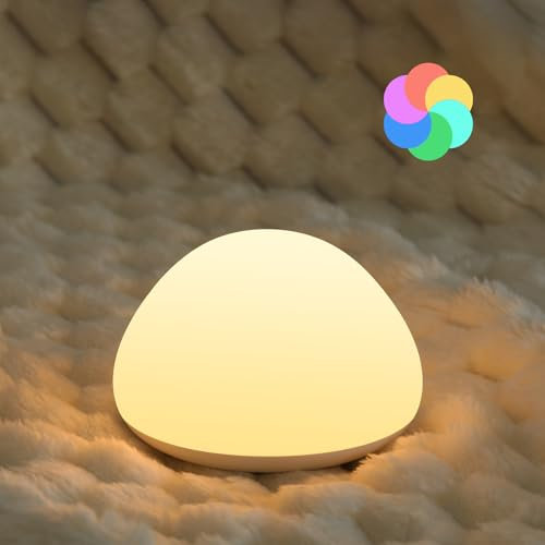 JolyWell Nachtlicht Kinder, RGB Silikon Stilllicht Nachttischlampe, USB Wiederaufladbar, Mit Timer Dimmbar Touch Kinderbett Nachtlicht, Kinder Schlafzimmer Dekor Kinder Geschenke
