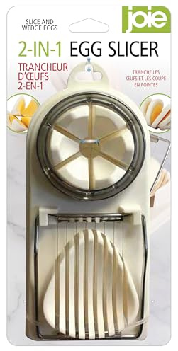 Joie 2-in-1 Egg Slicer, Multi-Function Egg Cutter with Stainless Steel Wires, Slices & Wedges, Compact Kitchen Tool