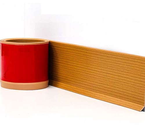 Pvc Schermo Del Torrente Autoadesivo Autoadesivo ， Tasco Di Stampaggio A Battiscopa Flessibile Da 4 Pollici, Base Di Base Per Parete In Vinile (Size:4in x 164.0ft(50m),Color:Rovere giallo)