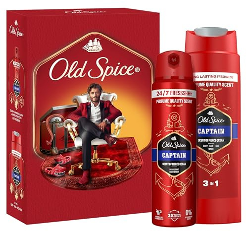 Old Spice Gentleman Geschenkset mit Captain Deospray und Duschgel | für Männer, 24/7 Frischhh bei täglicher Anwendung, langanhaltender Duft in Parfumqualität