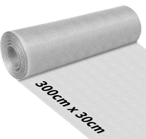 RITOLLO 304 Stainless Steel Wire Mesh Roll, 3 m x 300 mm, 1 mm Mesh | 0.3 mm wire screen for air vents, air bricks, windows, doors and garden projects; designed for easy cutting