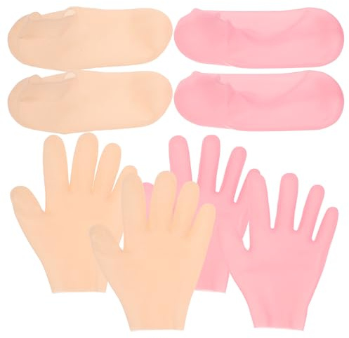 Ciieeo Silikon Fuß und Handmasken Satz Wiederverwendbare Feuchtigkeitssocken und Spa Handschuhe für Trockene Rissige Haut Elastische Peeling Fußmaske für Weiche Haut Pflegend für Männer