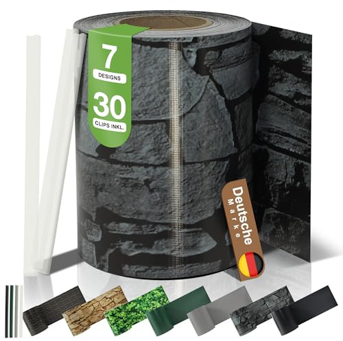 BooGardi PVC Sichtschutzstreifen · Sichtschutz Zaun 19 cm x 35 m Schiefer 2 Rollen · 450 g/m² · inkl. 30 Clips · Zaunblende für Doppelstabmattenzaun & Stabmattenzaun · Blickdicht & wetterfest