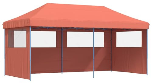 vidaXL Party-Zelt Terrakotta 292 x 580 x 315 cm Oxford-Stoff, Garten und Terrasse, modernes Vordach, Event-Zelt, tragbarer Pavillon, Outdoor-Pavillon, Fest-Schattenspender, temporäres Schutzdach