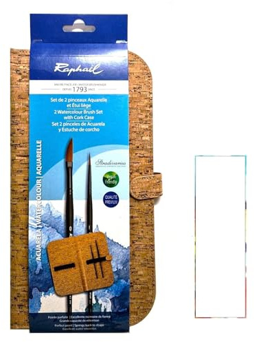 Set de 2 Pinceaux Imitation Kolinsky, Série 8348, Série 8341 et Étui Liège + 1 Carte