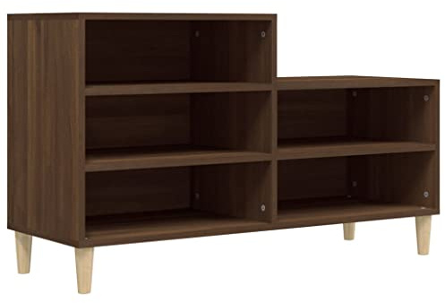 RuiNingRN Shoe Rack Brown Oak Look Wood Material with 5 Compartments 102 x 36 x 60 cm Storage Space Shoe Cabinet Shelf Chest of Drawers for Hallway Hallway Tidy and Space Saving Storage