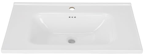 Tarainshen Lavabo empotrable de cerámica de 80 cm con orificio para grifo, rebosadero, uso para baño