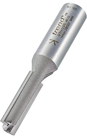 Trend Professional Straight Two Flute Router Cutter, 1/2 Inch Shank, 9.5mm Cut Diameter, Tungsten Carbide Tipped, 3/51X1/2TC