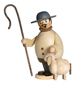 Drechslerei Kuhnert - Rauchmann/Räucherfigur aus Holz - Max als Schäfer - 16cm Höhe - Made in Germany