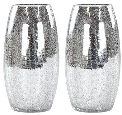 DECOLINE Deko Glas Crackle rund hoch 2 Stück