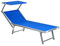 Totò Piccinni Salento Lettino Prendisole Pieghevole in Alluminio con TETTUCCIO mare spiaggia piscina giardino (Blu)