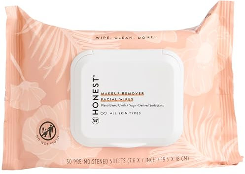 Honest Beauty 30 Pack Makeup Remover Wipes with Grape Seed and Olive Oils - Paraben Free - Synthetic Fragrances - Dermatologist Tested - Cruelty Free
