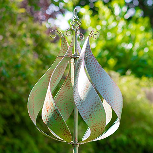 Creekwood Blenheim Wind Spinner Verdigris Metal Garden Ornament Outdoor Decorative 76 inches (192cm) Kinetic Wind Spinner for Patio, Lawn, Garden Decor
