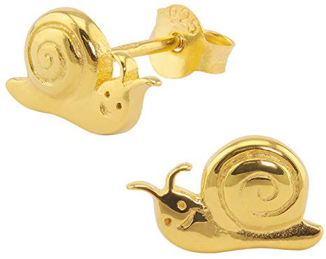Monkimau Mädchen Ohrringe Schnecke Ohrstecker aus 925 Sterling Silver echt Silber mit 18K Gold plattiert