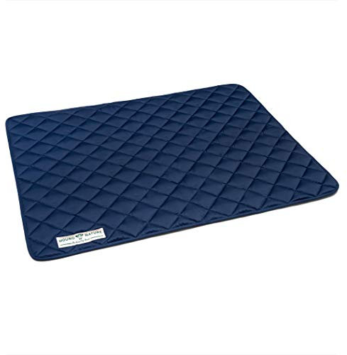 HOUND & NATURE Öko Hundedecke Davos - weiche Hundematte waschbar, gepolsterte Liegedecke für große Hunde hygienisch, robust & nachhaltig (L - 100x80 cm, Dunkelblau)