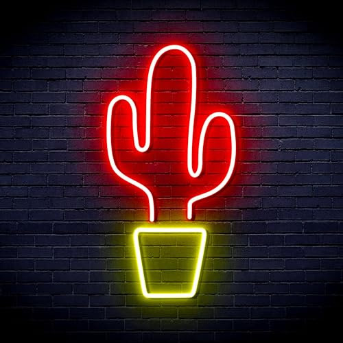 Mexico Cactus Cowboy Flex Silicone LED Neon Sign Red & Yellow st16s32-fnu0035-ry