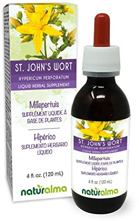 Naturalma St. John's Wort (Hypericum perforatum) herb with Flowers Alcohol-Free Tincture - 4 fl oz Liquid Extract in Drops - Herbal Supplement - Vegan
