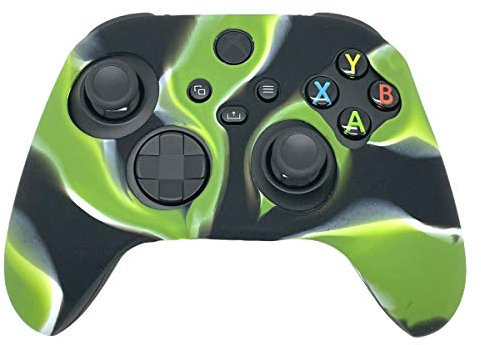 ExtremeGripPro Silicon Camo Case Cover Skin Grips for Microsoft Xbox Series X S Controller - Green/White/Black Camo