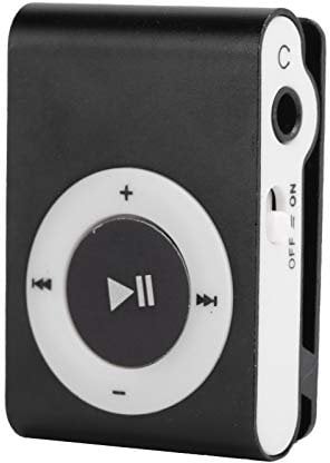 PUSOKEI Lettore Multimediale di Musica Digitale Portatile in Lega di Alluminio con Design a Clip Posteriore, Lettore Mini-MP3 con Auricolare e Cavo USB(Nero)
