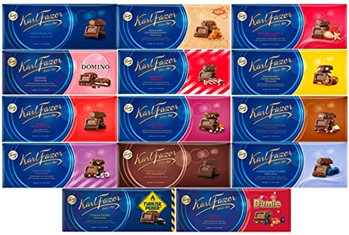 Karl Fazer Chocolat 180 g-200 g (lot de 10) – Choisissez 10 barres parmi 14 saveurs