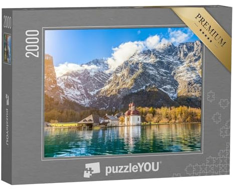 puzzleYOU: Puzzle 2000 Teile „Malerische Berglandschaft am Königssee in Bayern, Deutschland“ – aus der Puzzle-Kollektion Natur, Deutschland, Flüsse & Seen, Deutsche Alpen