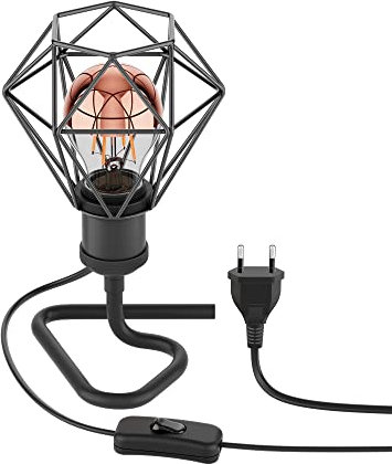 ledscom.de Tischlampe RETRA, Schalter, schwarz; Käfig-Schirm + LED Lampe, 839lm, warmweiß