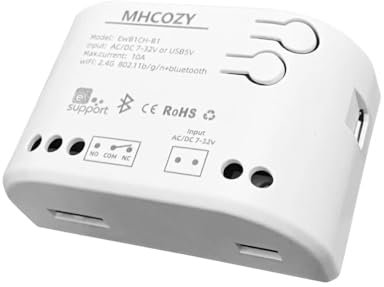 MHCOZY eWelink - Módulo de relé wifi Bluetooth que funciona con Alexa, aplicación de teléfono remoto DC 12 V 24 V 32 V relé de salida pasiva para el control de acceso a la puerta del garaje