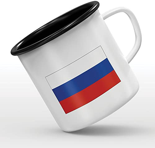 Mygoodprice MUG tasse émaillée au motif Drapeau Russie