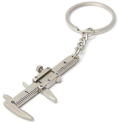 AUTOZOCO Llavero calibre mini metalico, Llavero micrómetro miniatura, Calibrador portátil en forma de llavero, Mini medidor de calibre con llavero, Llavero con calibre metálico compacto