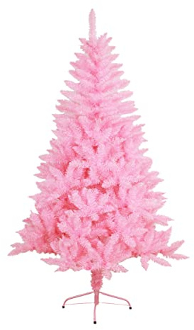 SOLAGUA NAVIDAD Künstlicher Weihnachtsbaum mit extra gefüllten Lamettablättern, 150–300cm Tanne mit Metallstütze (Rosa, 180cm 617Tips)