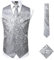 PARKLEES Klassische Herren-Weste, 3-teilig, Paisleymuster, Krawatte, Einstecktuch, Set, Hochzeit, Abschlussball, Party, Weste für Anzug oder Smoking, ZLSV08-Grau, 3XL