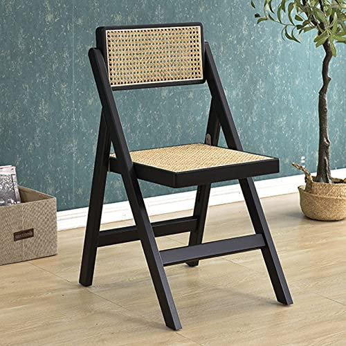 Hochlehner Gartenstuhl Holz Klappstuhl Balkon Garten Wiener Geflecht Atmungsaktiver Sitz Und Rückenlehne, Camping Chair Ultralight 150 Kg Belastbarkeit, Passend Für Den Sommer ( Color : Black )