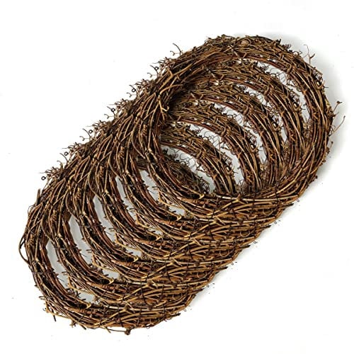 Worown 6 Stücke 20cm Weinreben Kränze Naturkranz, Kranz Rohling, Weidenkranz für DIY-Weihnachtshandwerk, Haustür-Wandbehang, Hochzeits- und Party-Dekorationen