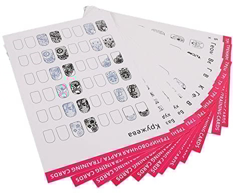 Acrylic Nail Training Mat Stereograph Washable Reusable Multi Nail Shapes 12 Modes Nail Art Practice Sheet for Nail Artist