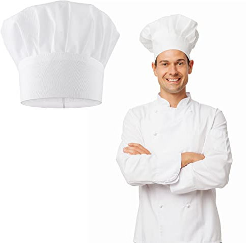 Gorro de Chef para Adultos Gorro de Cocinero Hombre Elástico Ajustable para Panadero Gorro de Cocina Mujer Blanco para Cocinar Gorros Cocinero