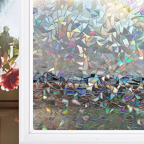 CottonColors Privacy Film - Decorative 3D Window Decals, Static Stickers, No-Adhesive Sliding Door Glass Film, UV Blocking for Home, 44.5CM x 400CM