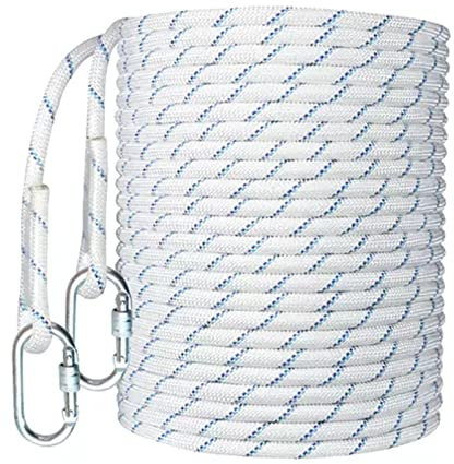 HAMIMI Multifunctional Outdoor Ropes with 2 Carabiner High Strength Cord Escape Rope Rappelling Rope for Hiking/Climbing/Rock Climbing/Outdoor Activities,14mm-60m