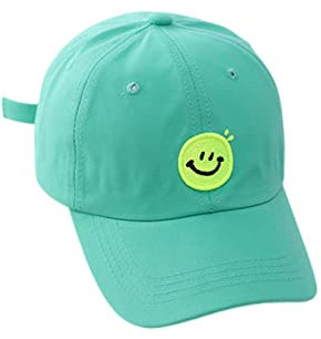 KOOBS Kindermütze Sommer Chaild Sun Baseball Cap Smiley Gesicht Outdoor Spring Boy Girl Cotton Verstellbarer Schnappschütze Sonnenschutzhut Hut-Green,2 to 7 Years Old