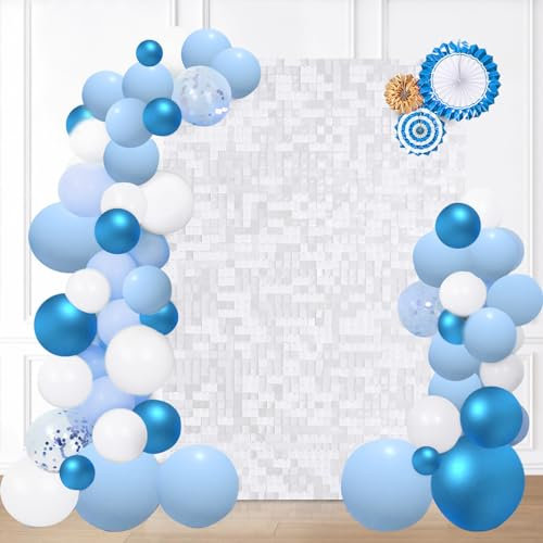 Weißer schimmernder Wandhintergrund: Pailletten-Panel-Hintergrund, Geburtstag, Hochzeit, Hintergrund, Dekoration, Wandhintergründe, Weiß, 12 Stück