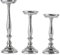 Kerzenständer 3er Set Kerzenhalter Metall Silber Deko - Kerzenleuchter Modern für Stumpenkerzen- Tischdeko Hochzeit - Dekoration Wohnzimmer - H 24, 26 und 33 cm