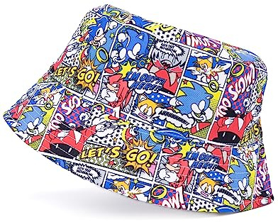 Sonic The Hedgehog Fischerhut Erwachsene | Unisex Männer Frauen Comic Buch Knöchel Doktor Eggman Bösewicht Schwänze Charaktere Sonnenkappe | Filme, Spiele, Geschenke, Merchandise