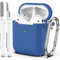 R-fun Kompatibel mit AirPods 2. Generation 2019 Case, 1. Gen 2016 Hülle Case Cover mit Reinigungsset und Schlüsselanhänger, weicher Silikonschutz für Apple AirPods Hülle,Blau