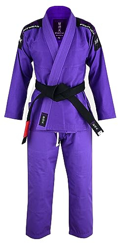 Playwell Pro Damen BJJ GI Jiu Jitsu-Uniformanzug (mit gratis weißem Ju Jitsu-Gürtel), Violett (F1)