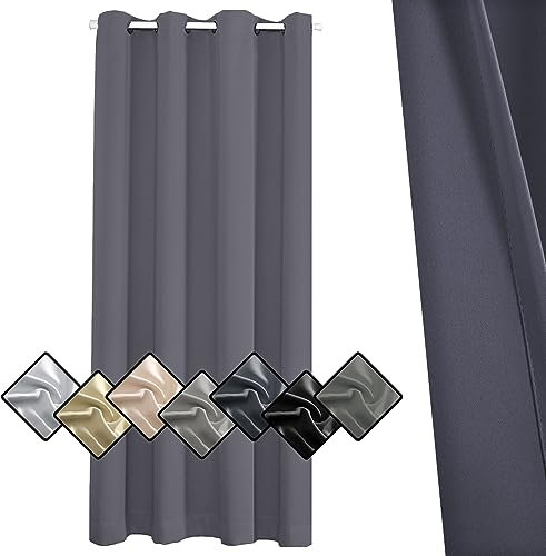 Sichtschutz Vorhang Blickdicht, Verdunkelungsvorhang, Gardinen mit Ösen Thermovorhang für Schlafzimmer/Wohnzimmer/Kinderzimmer, 80x120cm,Dunkelgrau 1 Stück (HöhexBreite)