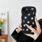 ZTOFERA Case for iPhone 15 Plus, Cute Curly Wave Frame Daisy Pattern Liquid Silicone Case, Flexible Shockproof Protective Bumper Cover for iPhone 15 Plus 6.7 - Black