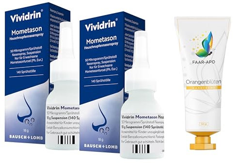Vividrin Mometason Heuschnupfenspray 2 x 140 Sprühstöße inkl. einer hochwertigen Handcreme Marke Faar-Apo